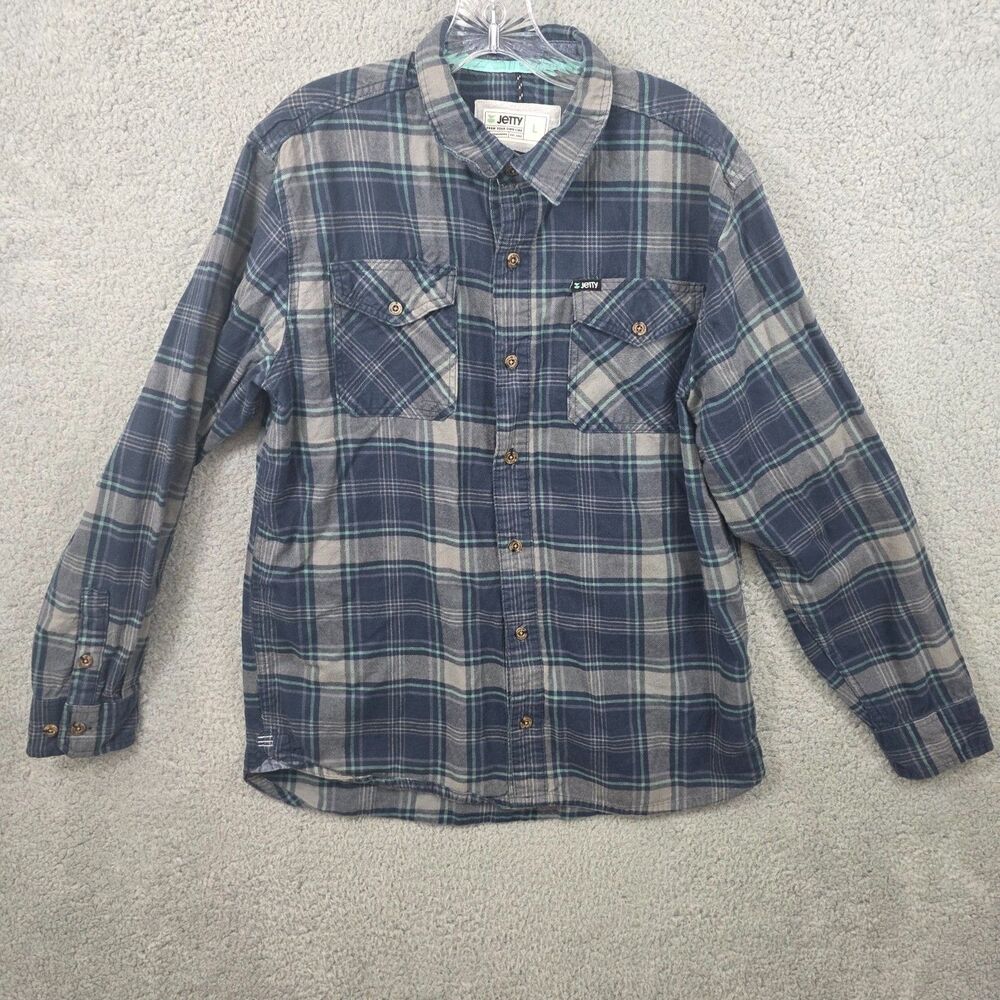 Jetty Men's Blue Plaid Flannel Size L
